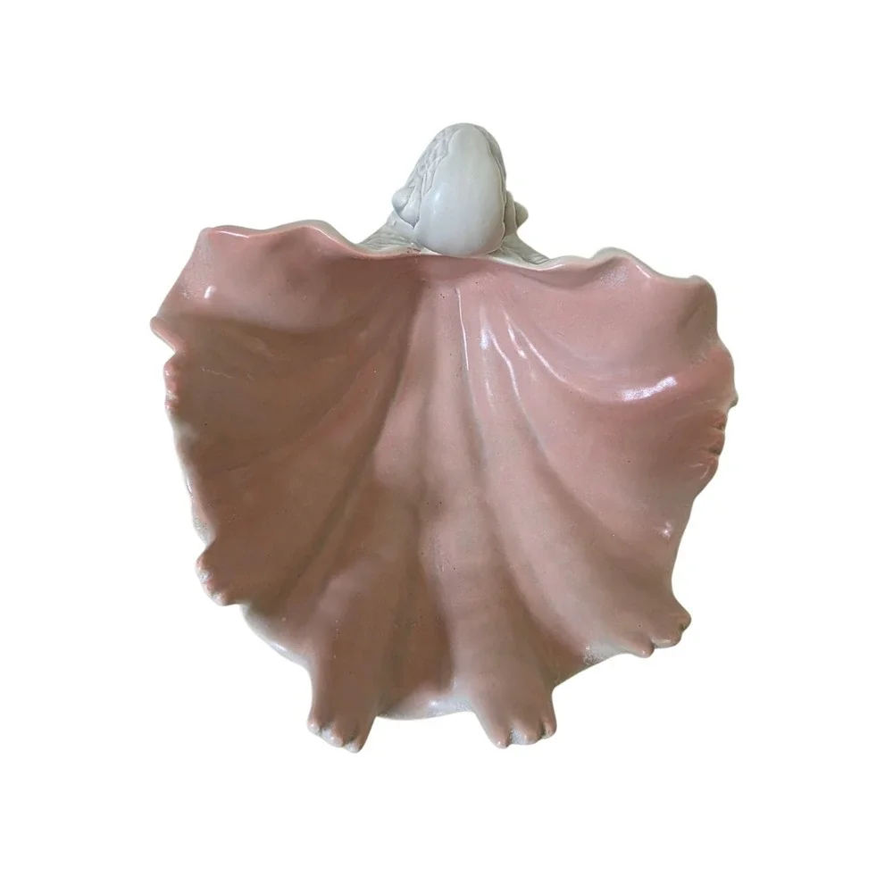 Vintage Fitz and Floyd Coquille Shell Bowl Conch Footed Coastal Pink White 1976